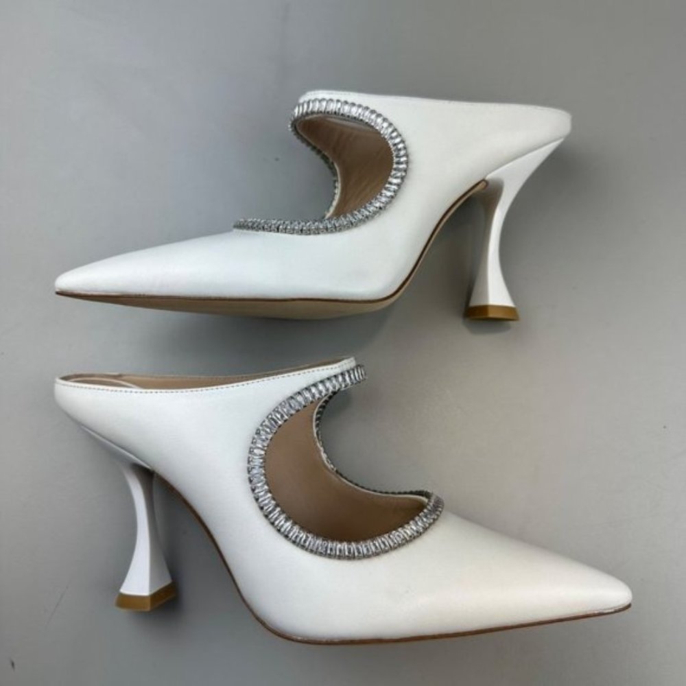 Stuart Weitzman Xcurve Crystal 100 Mule In White … - image 8